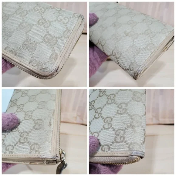 Authentic GUCCI Calfskin Monogram Zip Around Wallet Tan - Picture 6 of 8